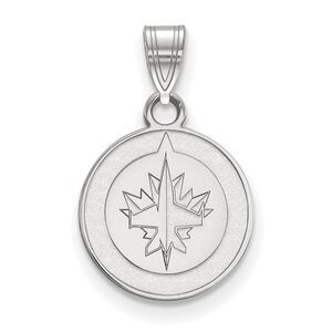 14k White Gold NHL Winnipeg Jets Small Disc Pendant